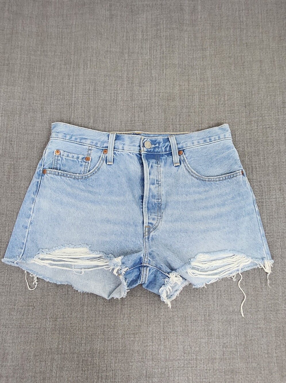 Levi's 501 Light Wash 100% Cotton Distressed Style Denim Shorts 29